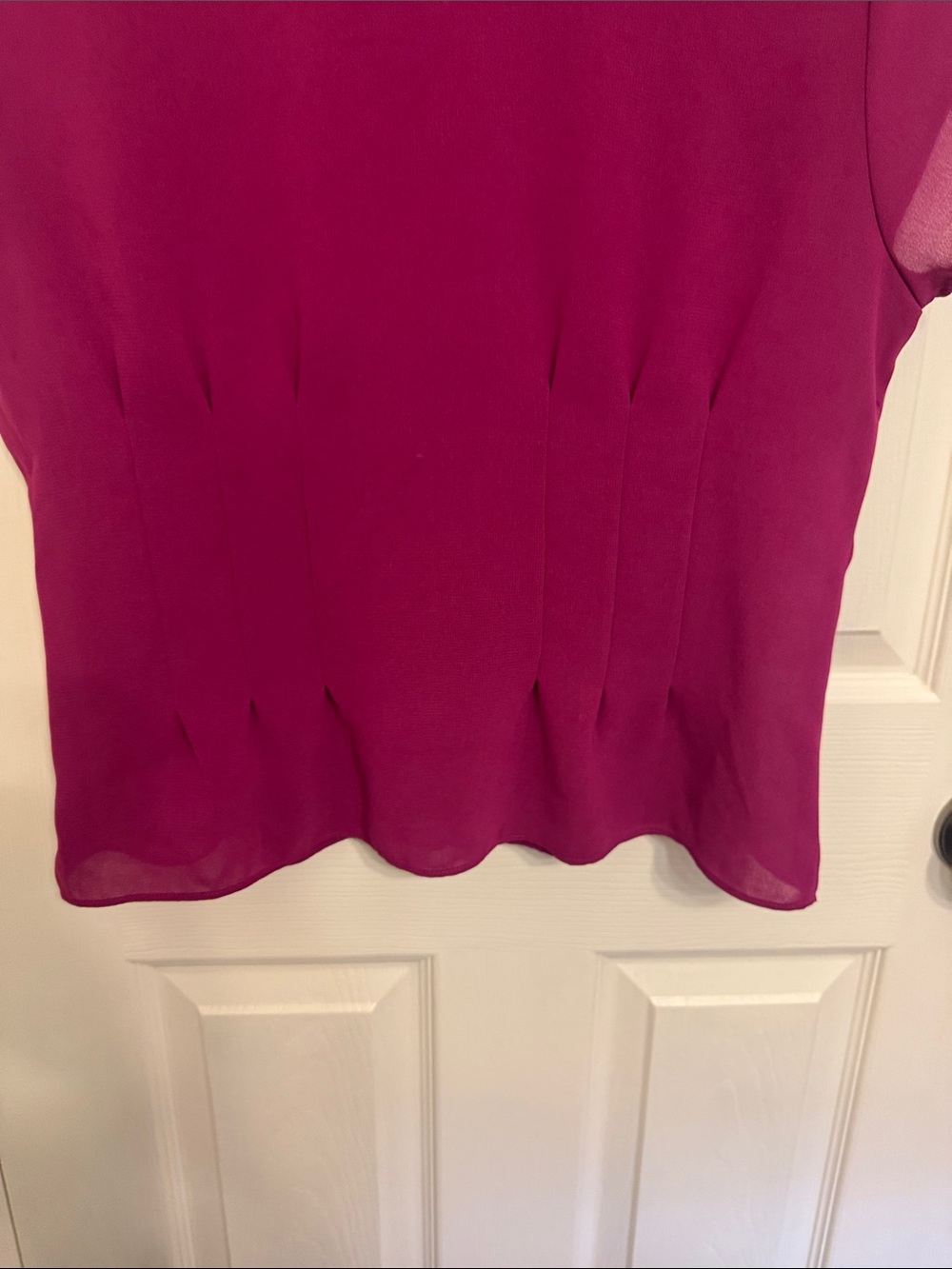 New York & Company Fuchsia Short-Sleeve Button-Down Blouse - Picture 9 of 9